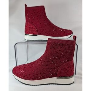 Kenneth Cole Reaction Cameron Jewel High Top Brick Red Rhinestone Sneakers 8.5